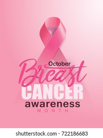 Breast Cancer Awareness Ribbon Background. Vector illustration