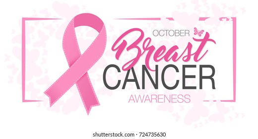 Breast Cancer Awareness Ribbon Background. Vector