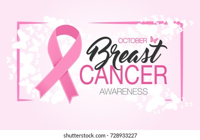 Breast cancer awareness ribbon background. Vector 1