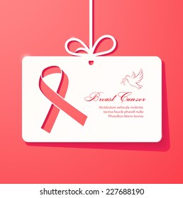 Breast Cancer Awareness Ribbon Card.