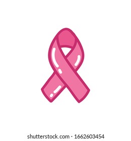 breast cancer awareness ribbon doodle icon, vector illustration