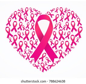 Breast Cancer Awareness Ribbon Elements Figures Stock Vector (Royalty ...