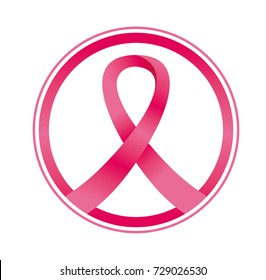Breast Cancer Awareness Ribbon Emblem
