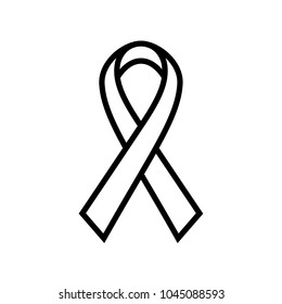 Breast Cancer Awareness Ribbon Icon. Symbol Of Women Healthcare. Simple Black Thick Outline Vector Illustration.