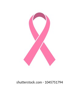 Breast Cancer Awareness Ribbon icon. Symbol of women healthcare. Simple pink vector illustration.