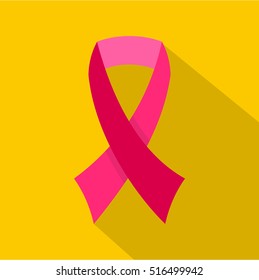 Breast cancer awareness ribbon icon. Flat illustration of breast cancer awareness ribbon vector icon for web design