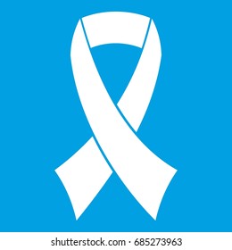 Breast cancer awareness ribbon icon white