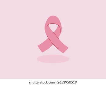Ilustração da fita de conscientização do câncer de mama. Fita rosa isolada vetor de fundo rosa.