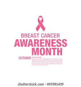 Breast cancer awareness ribbon isolated on white background. Vector illustration