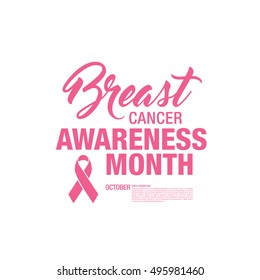 Breast cancer awareness ribbon isolated on white background. Vector illustration