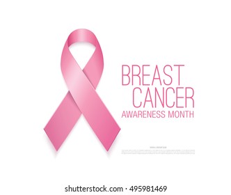 Breast cancer awareness ribbon isolated on white background. Vector illustration