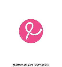 Breast cancer awareness ribbon logo vector template