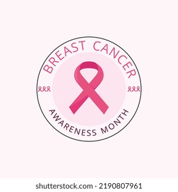 Breast cancer awareness ribbon logo qoutes vector template