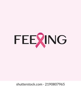 Breast cancer awareness ribbon logo qoutes vector template