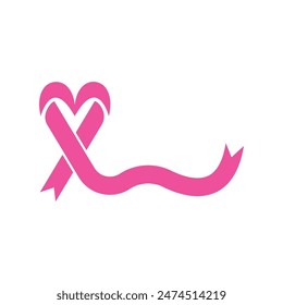 Conciencia del cáncer de mama, Plantilla de Vector con logo de cinta