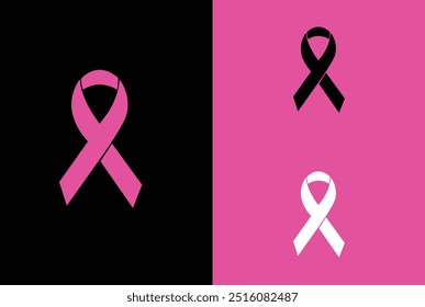 Conciencia del cáncer de mama, Plantilla de Vector de icono de logotipo de cinta en múltiples fondos