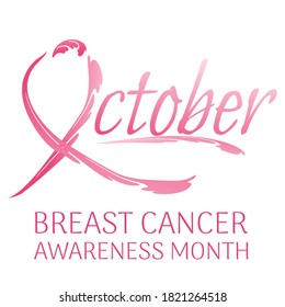Breast cancer awareness ribbon on white background. October month. Healthcare, support concept. 