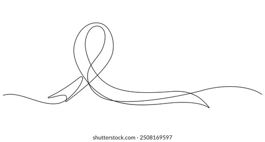 breast cancer awareness ribbon one line drawing continuous vector illustration and decorative