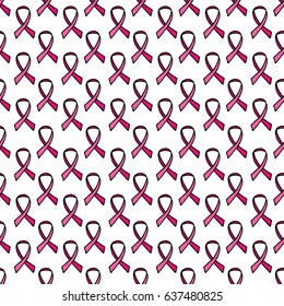 breast cancer awareness ribbon seamless doodle pattern