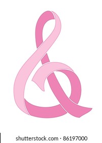 Breast Cancer Awareness Ribbon in Shape of Ampersand, the AND Symbol