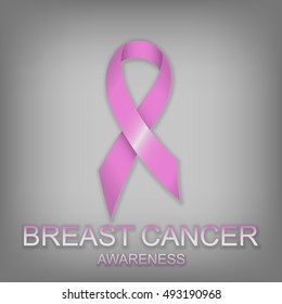 Breast Cancer awareness ribbon with smooth shadow. Pink vector ribbon.