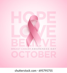 Breast Cancer Awareness Ribbon. Vector design and illustration.