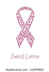 breast cancer awareness ribbons with woman sign. vector