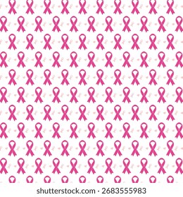 Patrón sin fisuras de la conciencia del cáncer de pecho con una variedad de cintas y corazones rosados