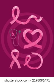 breast cancer awareness set five icons