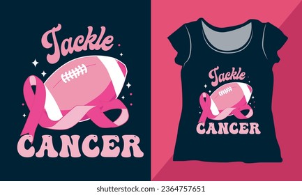 Breast Cancer Awareness Shirt Print, Cancer Tee Shirts, Football Vector Beautiful Ribbon, Stars Vector, Suitable for Shirt Print.