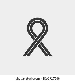 Breast cancer awareness single ribbon isolated on white background. The symbol of the struggle with AIDS. Vector illustration.