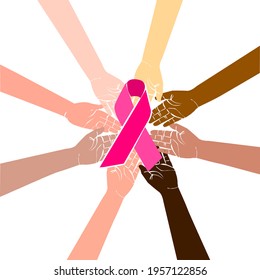 Breast Cancer Awareness. Solidarity Concept. Vector Illustration