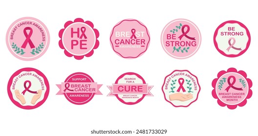 Conjunto de pegatinas de concientización de cáncer de mama