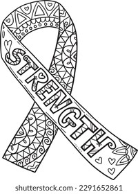 Breast Cancer Awareness Strength Isolated Coloring