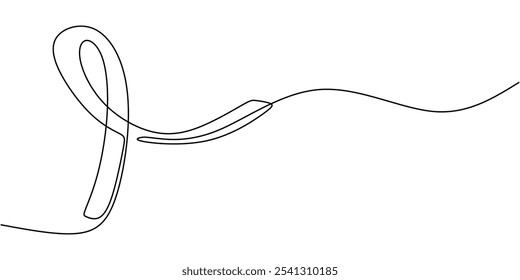 Símbolo de Concienciación sobre el Cáncer de Mama. Dibujo continuo de una línea que ilustra el concepto de salud en diseño minimalista.