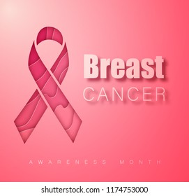Breast cancer Awareness symbol. Pink Ribbon. Vector paper cut pink ribbon - breast cancer awareness symbol. Vector illustration EPS 10.