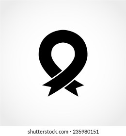 Breast cancer awareness symbol. Ribbon sign Icon Isolated on White Background