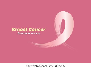 Breast cancer awareness symbol, vector illustration. The image depicts a pink ribbon, universally recognized as a symbol of breast cancer awareness