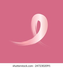Breast cancer awareness symbol, vector illustration. The ribbon is looped in a way that resembles an inverted "V," creating a sleek, minimalist design