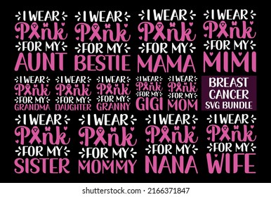 Breast Cancer Awareness t shirt design vector. October Breast Cancer Quotes Saying best for print item t-shirt, Clothing, mug, pillow, poster, banner, isolated on Black background pink ribbon.