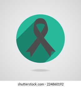 Breast cancer awareness teal single ribbon isolated on white background. Icon button. Vector illustration EPS 10