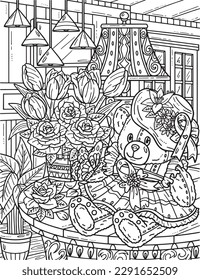 Breast Cancer Awareness Teddy Bear Coloring Page