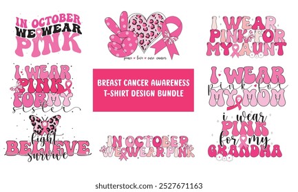 Breast Cancer Awareness T-Shirt Design Bundle