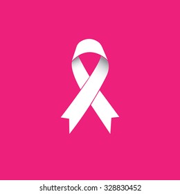 breast cancer awareness vector ribbon icon isolated on pink background