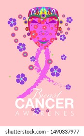 Breast Cancer Awareness web banner illustration for support and health care.
