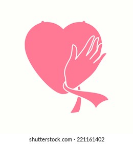 Breast cancer awareness, woman care, prevention, vector illustration