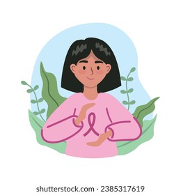 breast cancer awareness woman cartoon illustration