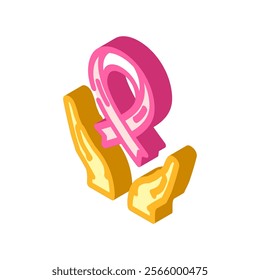 breast cancer awareness woman disease isometric icon vector. breast cancer awareness woman disease sign. isolated symbol illustration