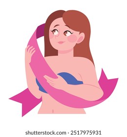 breast cancer awareness woman fighting disease isolated