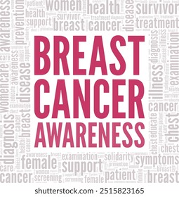 Breast Cancer Awareness word cloud isolated on a white background.